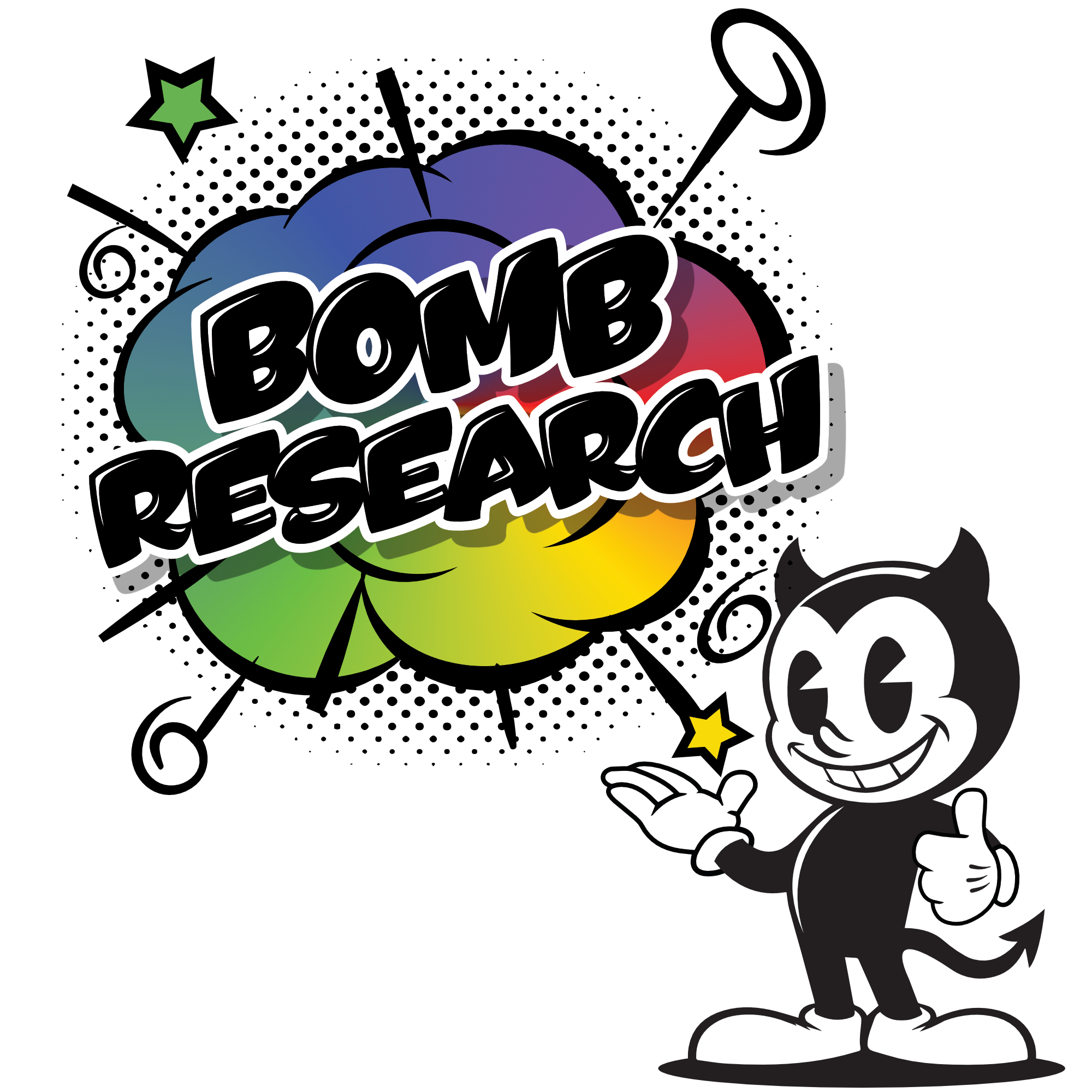 Bomb Research Official Logo Styled lettering with the words "Bomb Research" to the right of a three-color atomic icon. The official logo for the Bomb Research YouTube channel.